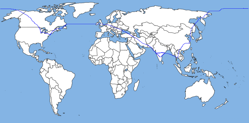 World Map from Wikipedia with Route