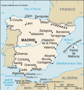 CIA Spain Map